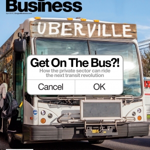 Oregon Business Cover April 2015 Bus with destination Uberville