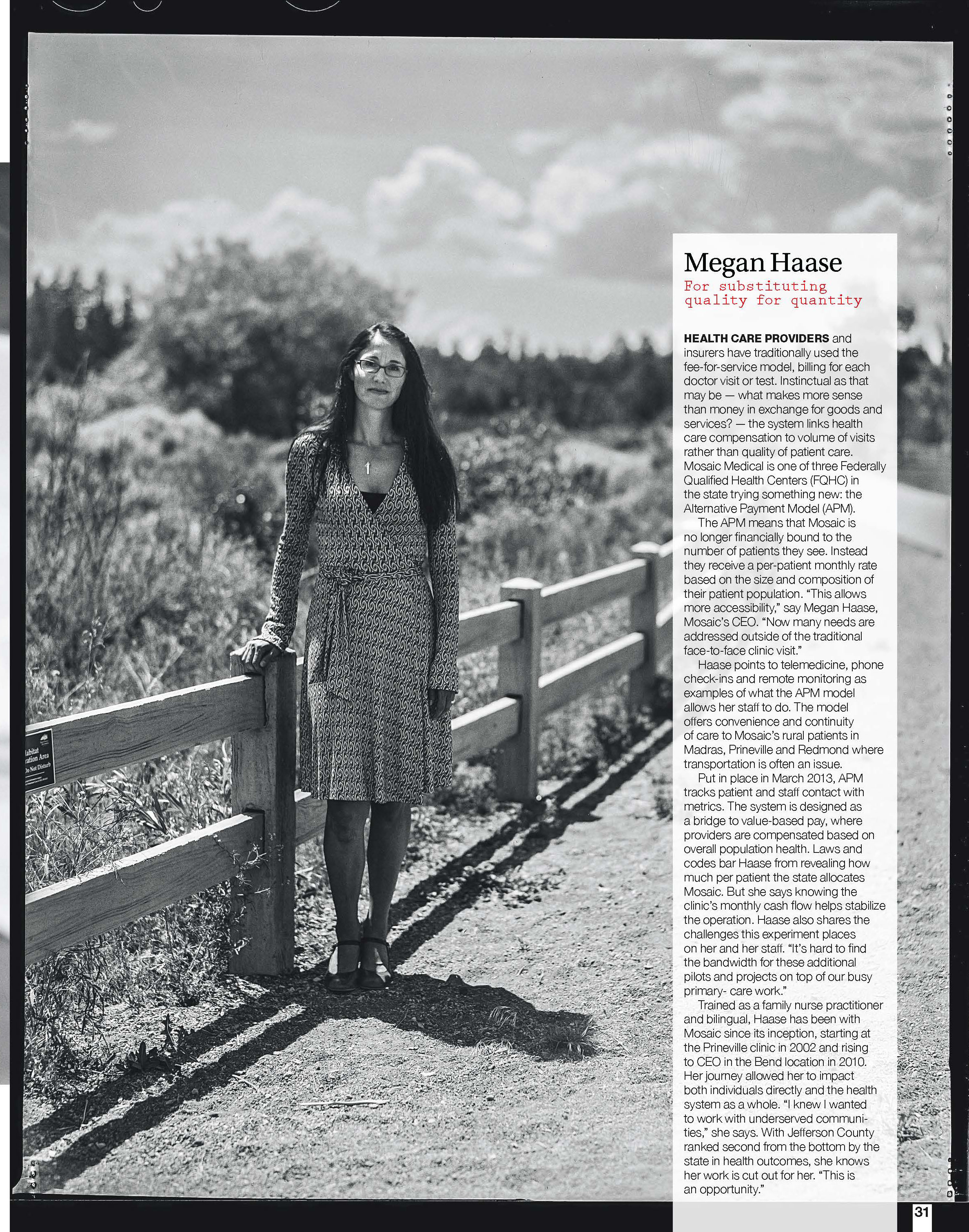 Megan Hasse, Mosaic Medical CEO outdoor environmental portrait.