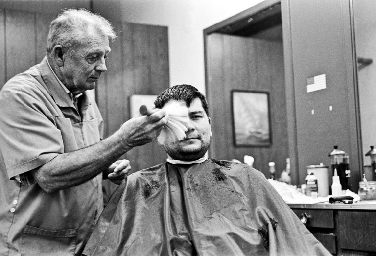 St. Johns Barber Shop man getting a haircut