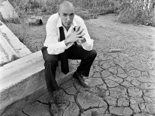 Musician Geof Byrd under St Johns Bridge Portland Oregon